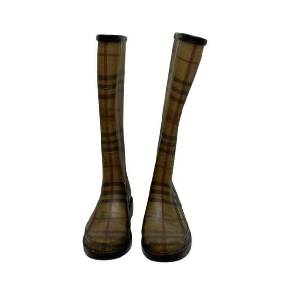 Burberry Nova Check Rain Boots Sz 38 Plaid Rubber Festival Equestrian Preppy - Picture 5 of 6